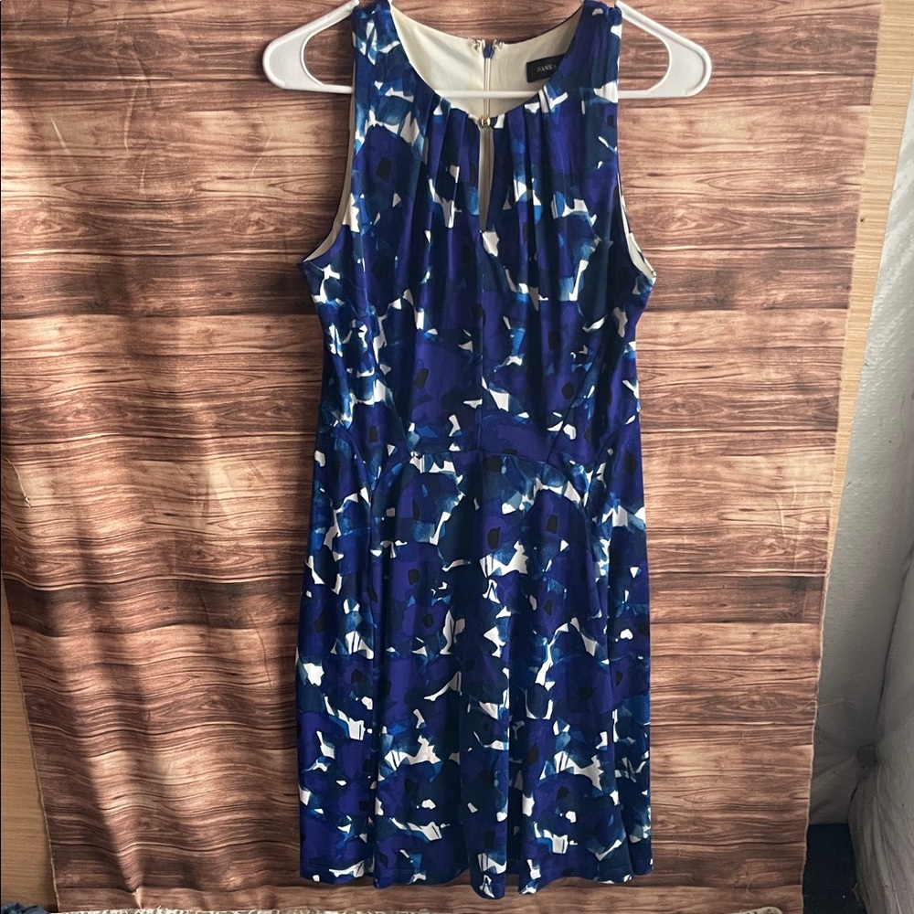 Ivanka Trump Navy Abstract Sleeveless Dress